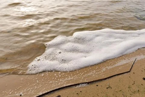 Foam Pollution in the River Fotos de archivo