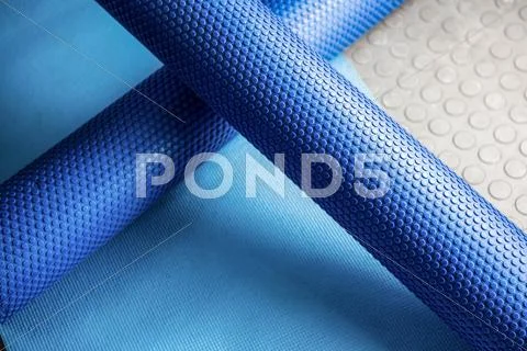 Foam roller on mat Stock Photos
