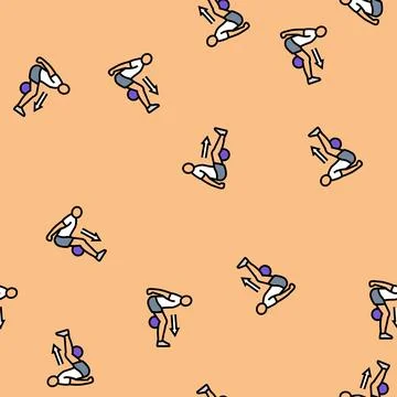 Foam roller under legs vector seamless pattern Illustrazione stock