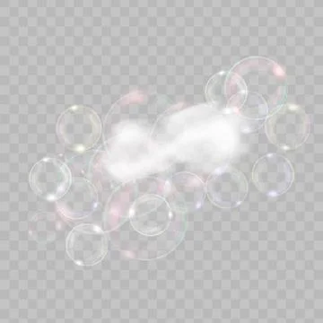 Foam soap with bubbles isolated vector illustration .Shampoo bubbles texture Stock Illustration