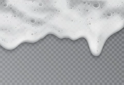 Foam with soap or beer bubbles, top view, 3d realistic border texture of beach Illustrazione stock