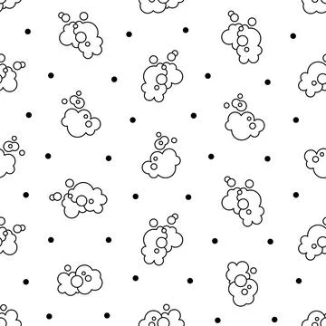 Foam soap. Seamless pattern. Coloring Page. Stock Illustration