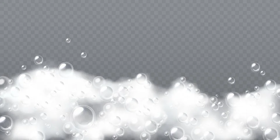 Foam soap sud border with floating bubbles 스톡 일러스트