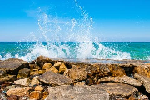 Foam splashes of waves 스톡 사진