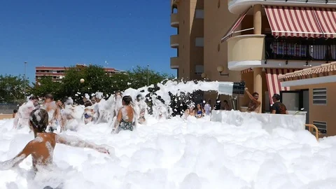 Foam Summer Party Stock Footage 94065617