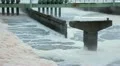Foam on swirling waste water surface in aeration tank HD Footage