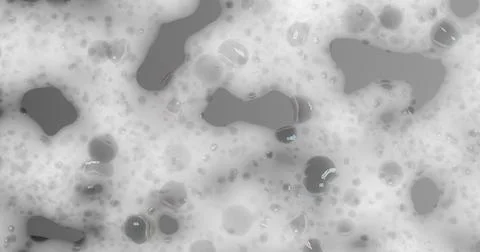 Foam texture on a gray background. White soapy foam. Bubble Shampoo Stock Illustration