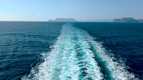 Foam trail from a passenger ship Stock Footage 317940638