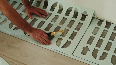 Foam Underlayment Sheets on Concrete Floor During Installation Stock Footage 322055347