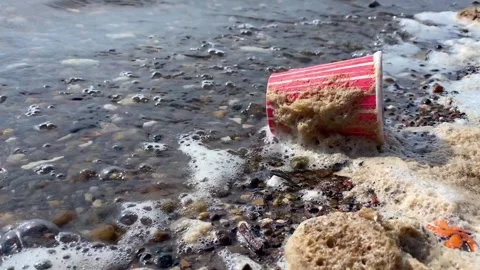 Foam on water surface Stock Footage 163978481