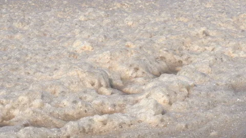 Foam on the Water Surface, Moves under the Influence of Wind Stock Footage 87340546