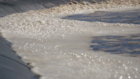 Foam on the Water Surface, Moves under the Influence of Wind Stock Footage 87341269