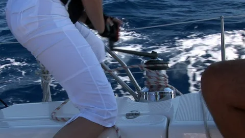 Foam, waves and water on camera during movement of yacht 動画素材 118801473