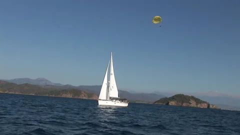Foam, waves and water on camera during movement of yacht Stock Footage 155150128