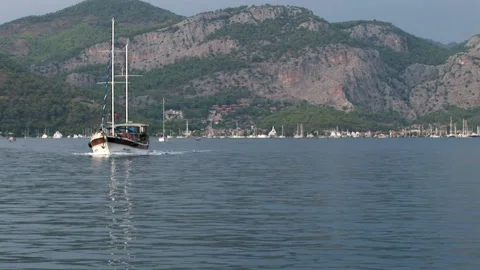Foam, waves and water on camera during movement of yacht Stock Footage 155150256