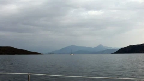 Foam, waves and water on camera during movement of yacht Stock Footage 155150316