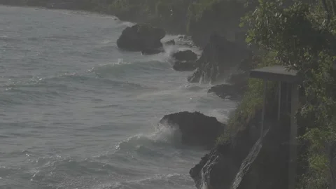  foam of waves, tanjung bira Stock Footage 247040955