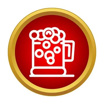 Foaming beer mug in a red circle icon Stock Illustration