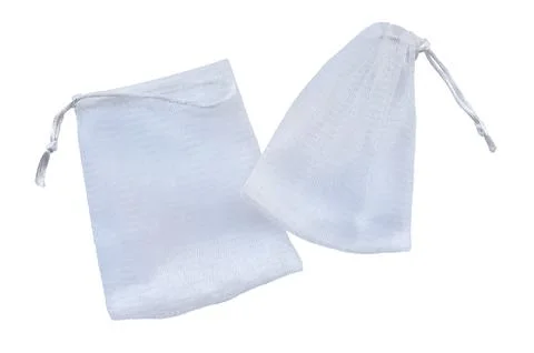 Foaming net for face wash, Mesh soap bag isolated on white background Stock Photos