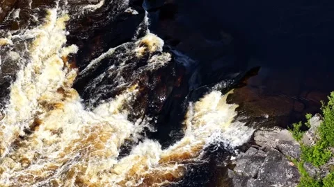 Foaming River Rapids Crashing Over Dark Rocks Stock Footage 340306266