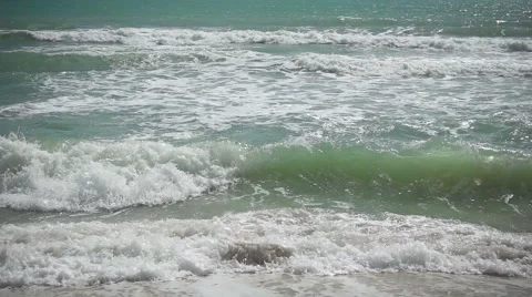 Foaming Sea Waves. Slow Motion Stock Footage 59854222