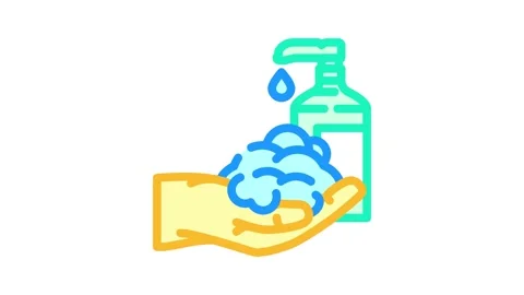 Foaming soap hand color icon animation Stock Footage 327256363