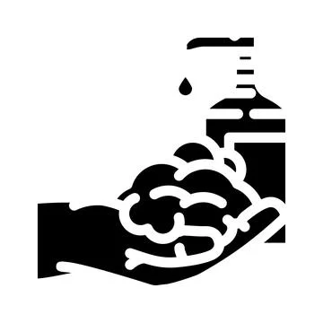 Foaming soap hand glyph icon vector illustration Stock Illustration