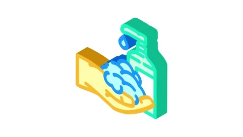 Foaming soap hand isometric icon animation Stock Footage 327275244