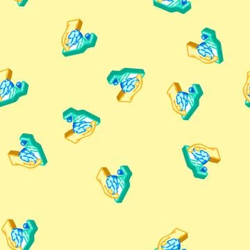 Foaming soap hand isometric icon seamless pattern Stock Illustration