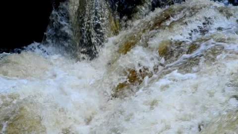 Foaming Water Meets On A Scottish River Stock Footage 277334983