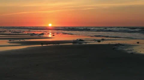 Foamy beach sunrise Stock Footage 11145837