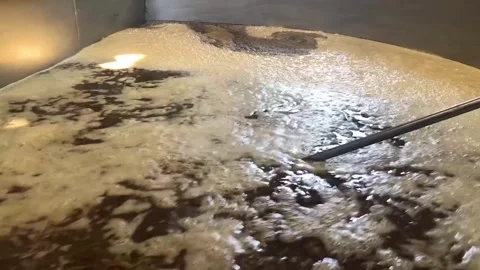 Foamy Fermentation Process in Brewing Tank Stock Footage 301819908