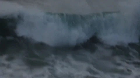 Foamy giant waves of the ocean during a storm Stock Footage 37124371