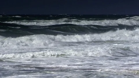 Foamy Ocean Waves Roll Into Shore Stock Footage 96296867