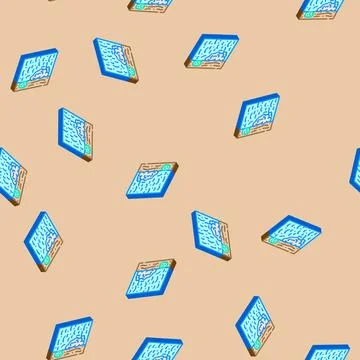 Foamy polluted river water isometric icon seamless pattern Stock Illustration