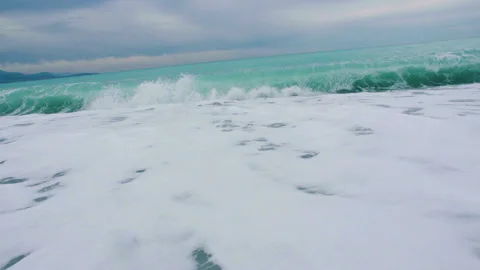 Foamy sea waves, rough sea, Stock Footage 239228213