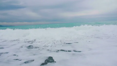 Foamy sea waves, rough sea, Stock Footage 239228225