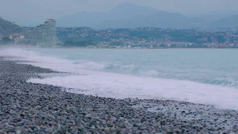 Foamy sea waves, rough sea, Видео 239228276