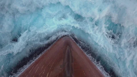 Foamy splashes of a sea wave against ship's bow - slow motion. Stock Footage 77367485