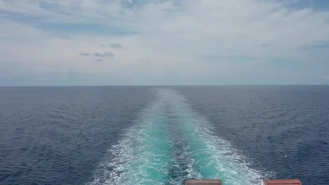 Foamy Wake Trailing Behind a Ferry in Sumatra Stock Footage 348317834