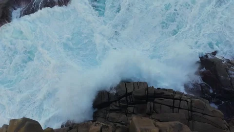 Foamy Waves Along Sea Cliffs Of Cantís de Papel In Moras Stock Footage 325893407