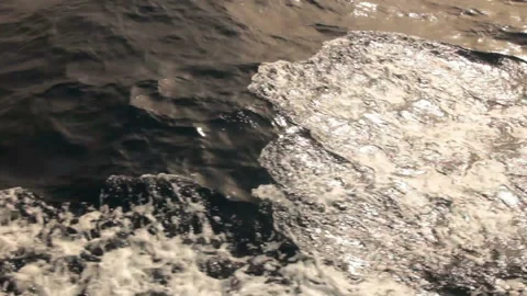 Foamy waves from boat Stock Footage 122612610