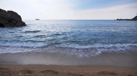 Foamy Waves Hit Sandy Beach. Thailand. Koh Samui. Gulf of Siam. Stock-Footage 39511169