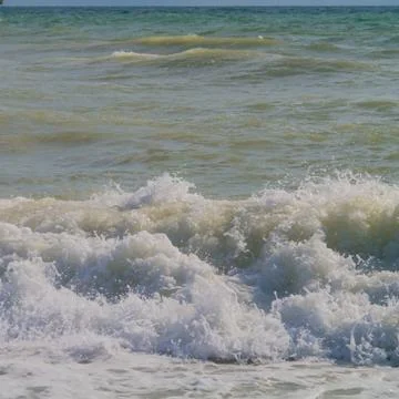 Foamy waves on the shore. Foto stock
