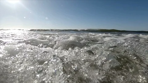 Foamy waves on the surface of the water Stock Footage 112781297
