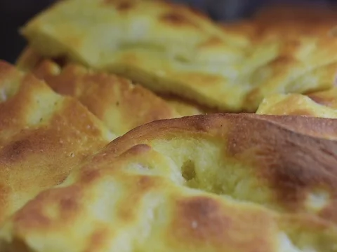 The focaccia bread a typical italian bread Stock Footage 69295367