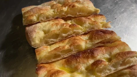 Focaccia Genovese flatbread Stock Footage 306780112