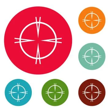 Focal target icons circle set Stock Illustration