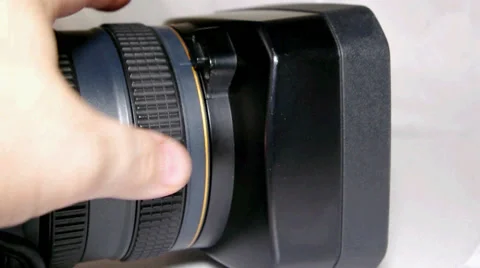 Focus adjustment ring on the camcorder Video stock 59888053