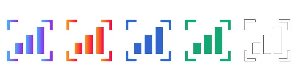 Focus and Data Analysis Bar Chart Icons Stock Illustration